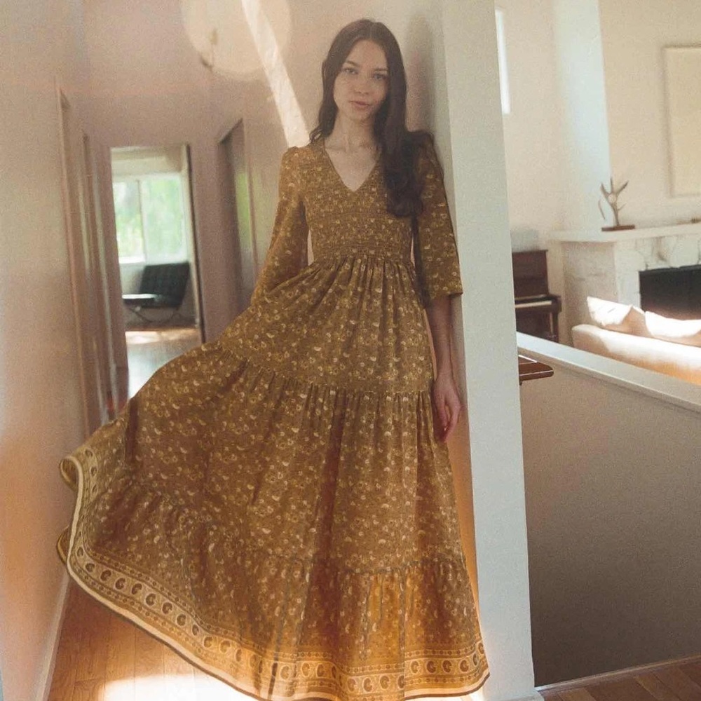 Christy Dawn Basil Dress in Goldenrod XS/S